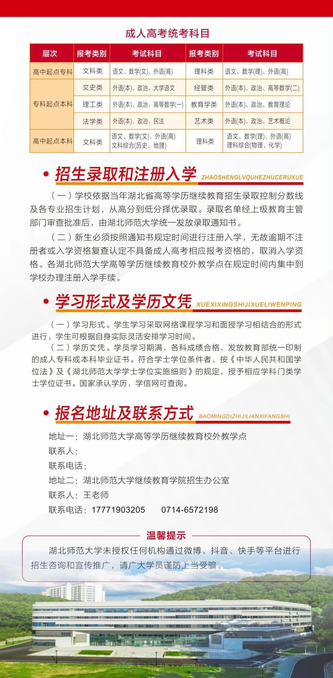 湖北师范大学2025年高等学历继续教育招生简章(图6)